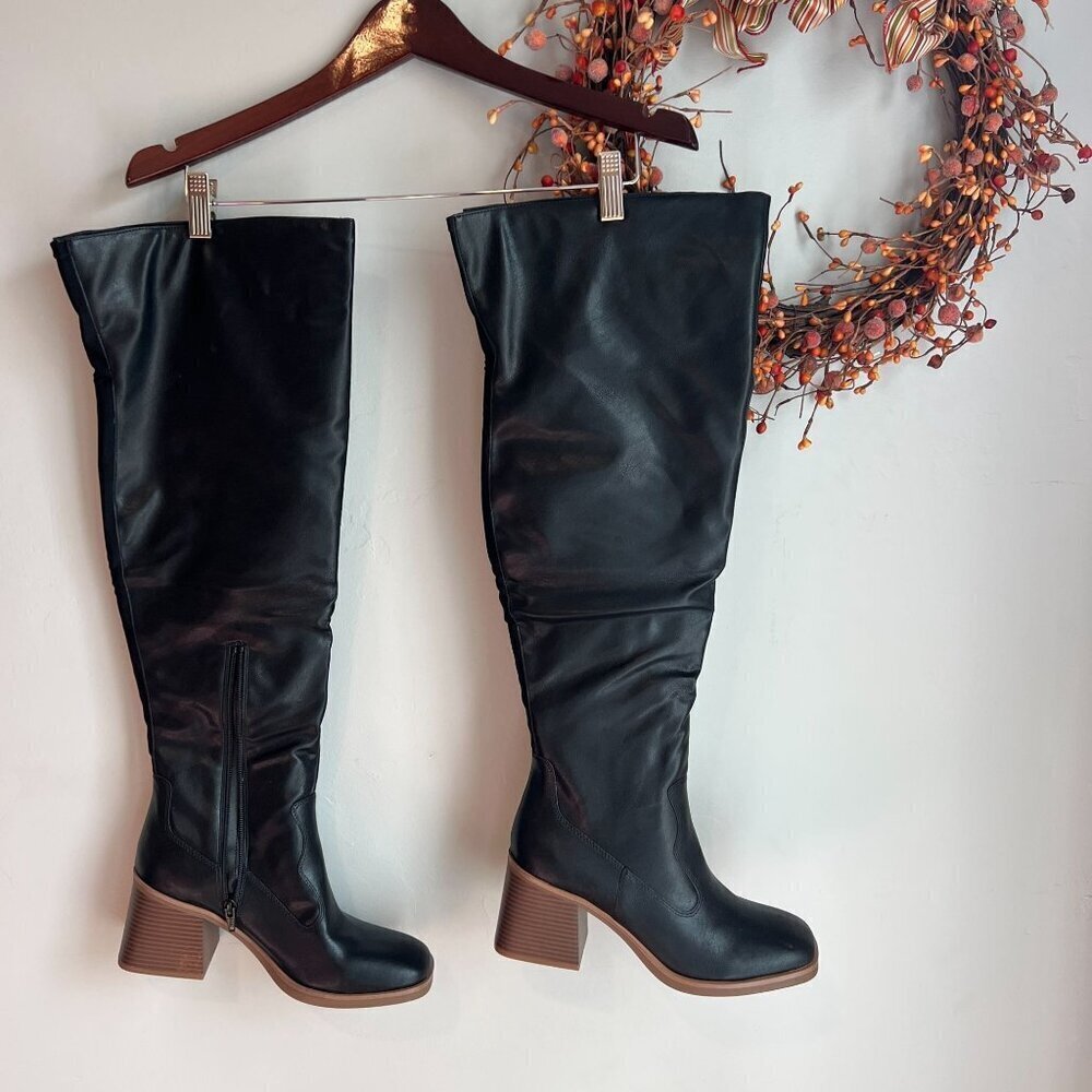 Sun + Stone Vivvii Womens Over-The-Knee Dress Boots Sz 9.5M Black - Picture 3 of 10